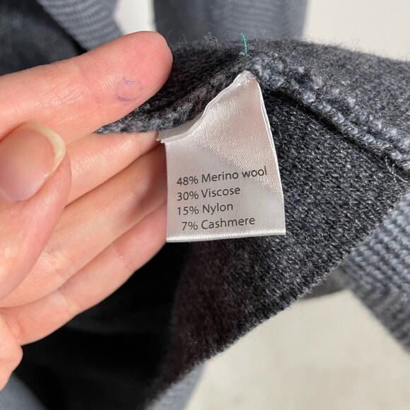 BENEDETTA B Size Medium Italy  Cardigan Sweater Herringbone Wool Cashmere Gray - Picture 7 of 9